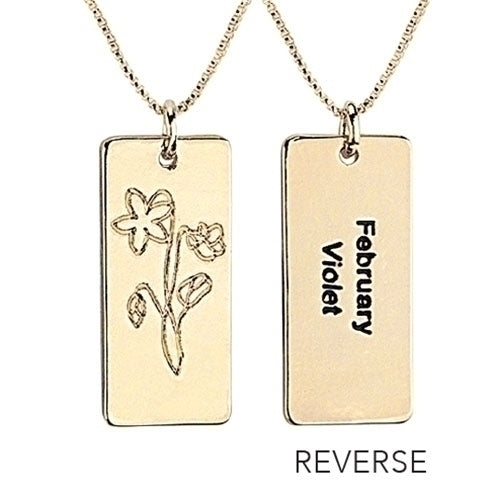 Gold Tone Birth Month Flower Necklace