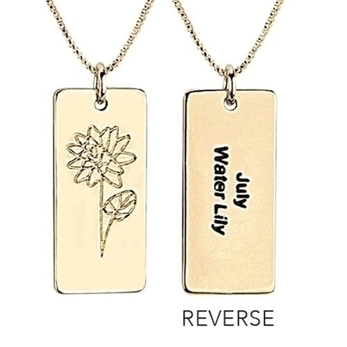 Gold Tone Birth Month Flower Necklace