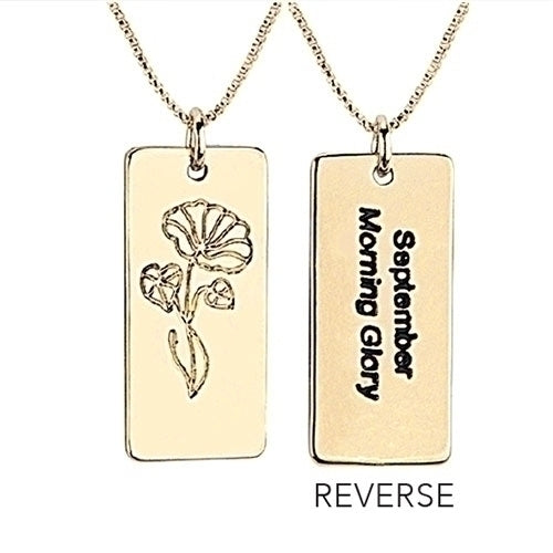 Gold Tone Birth Month Flower Necklace