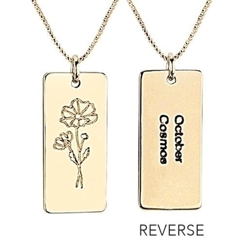Gold Tone Birth Month Flower Necklace