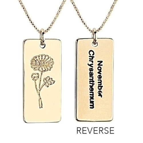 Gold Tone Birth Month Flower Necklace