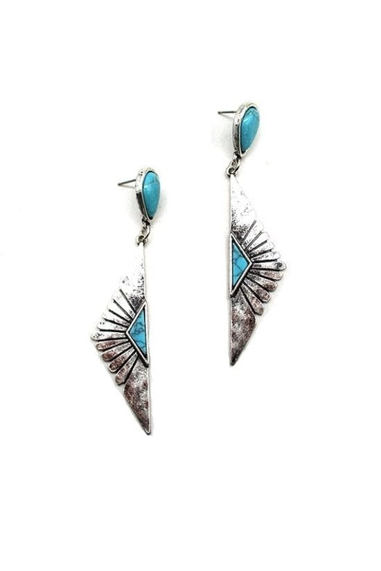 Western Design Fan Concho Dangle Earrings