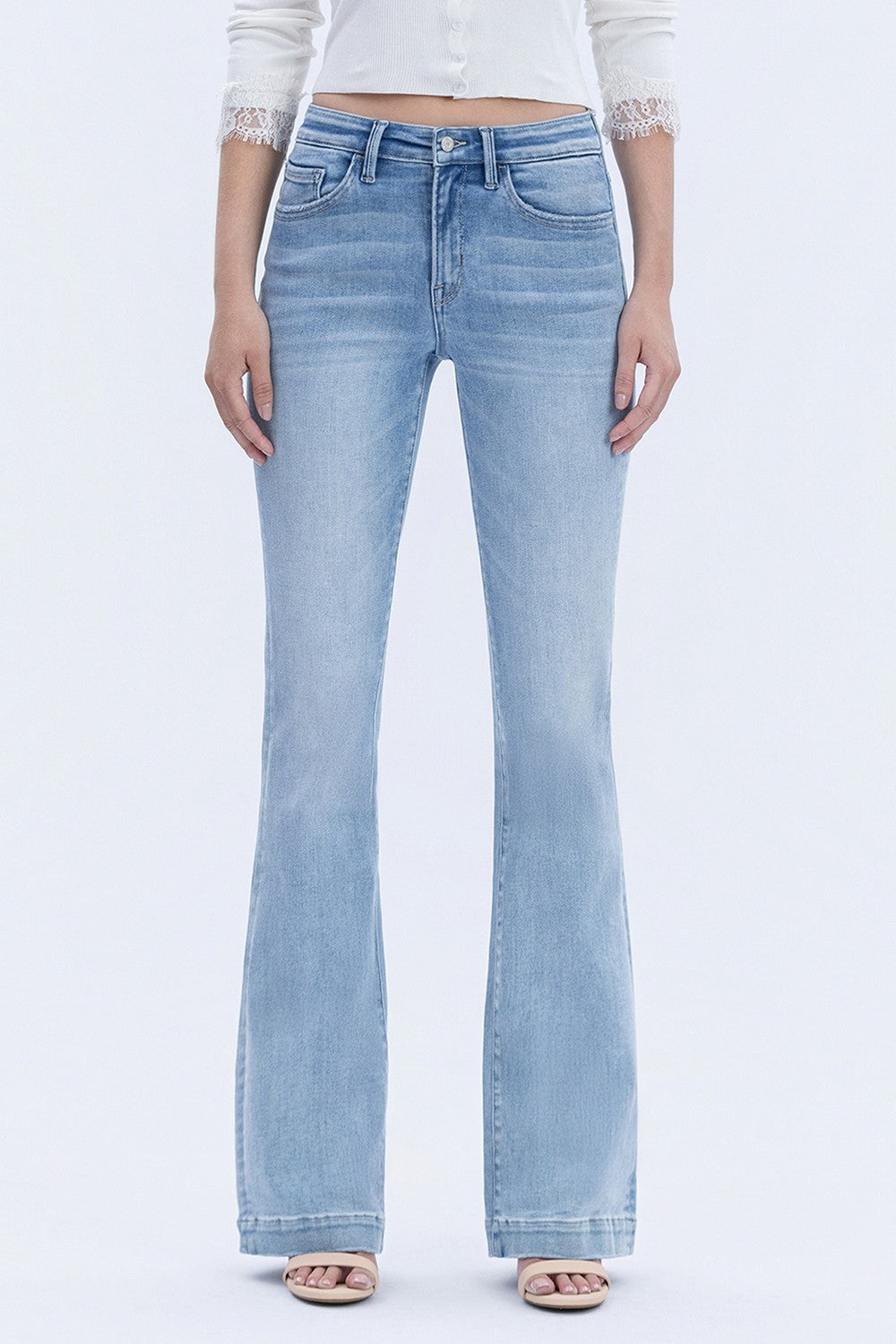 Mid Rise Trouser Hem Bootcut Jeans
