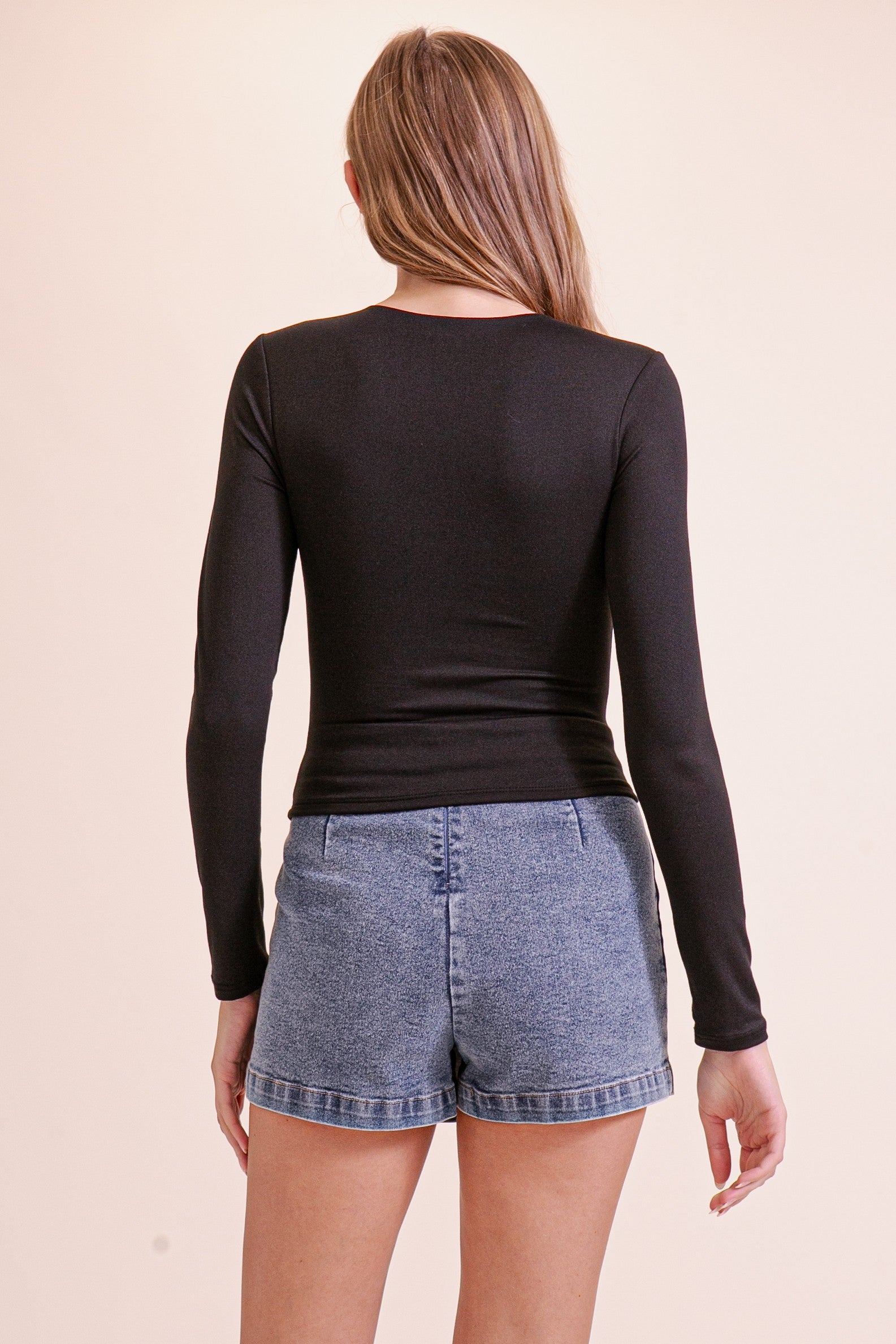 Long Sleeve Round Neck Brushed Knit Top