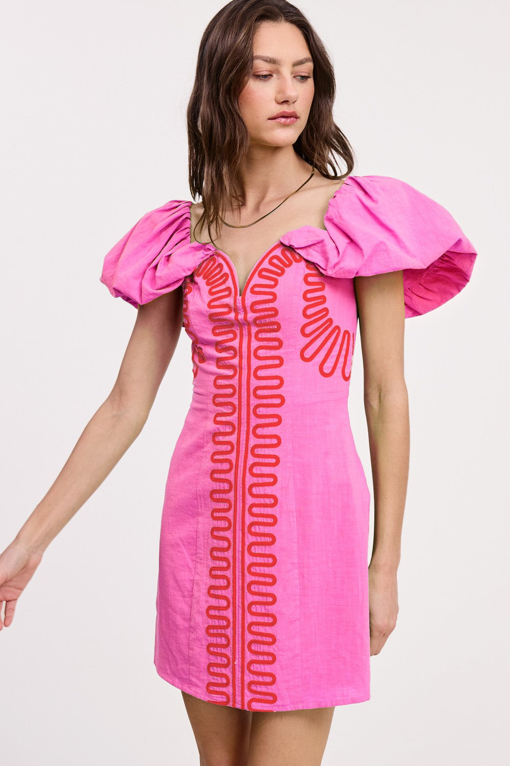 Ultramarine Embroidery Detail Off Shoulder Linen Mini Dress