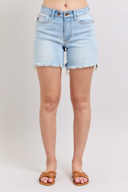 Judy Blue Two Button Cut Off Dad Denim Shorts