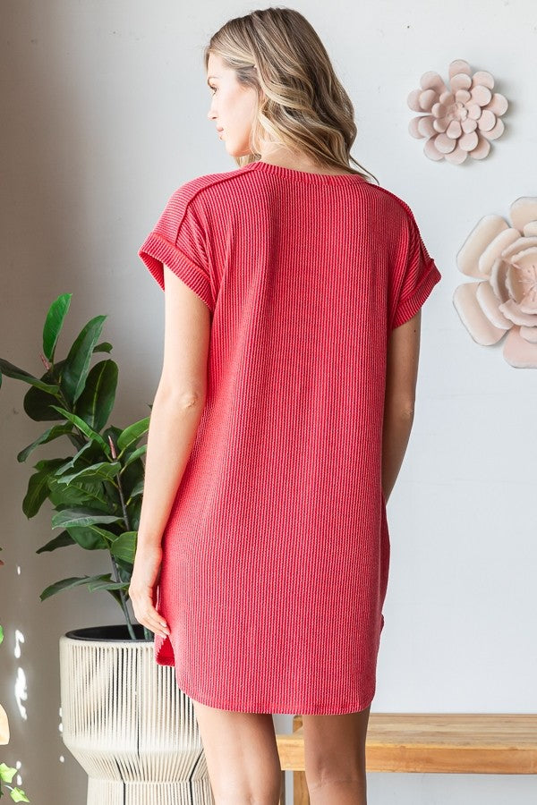 Short Sleeve American Flag Ribbed Sequins Dress