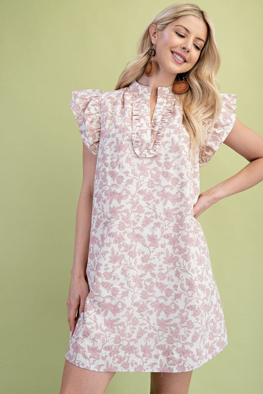 Vintage Floral V-neck Mini Dress