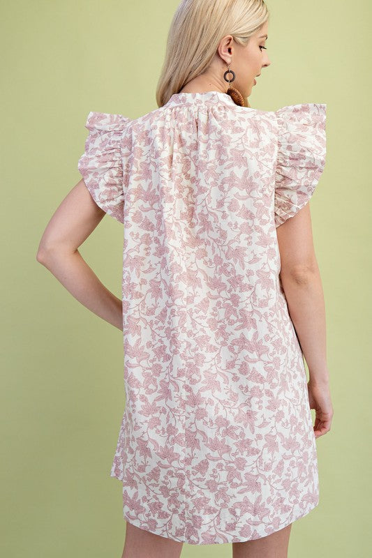 Vintage Floral V-neck Mini Dress