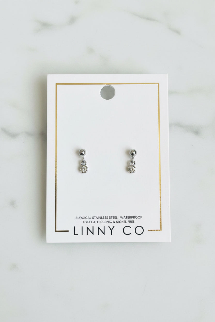 Linny Co Screw Back Stud Earrings- Millie Sparkle Silver