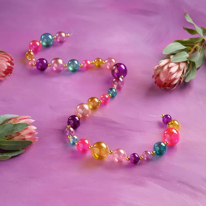 Glitterville Multi Colored Glass Ball Garland With Gold Splattered