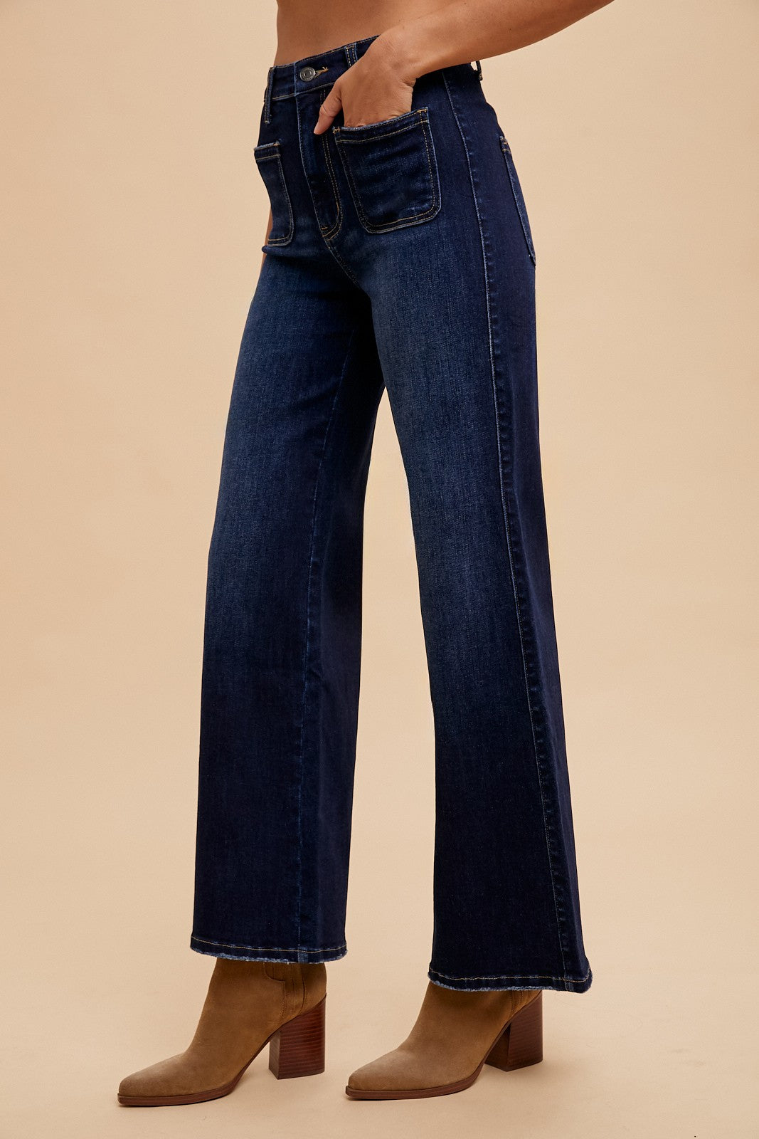 Dark Denim Stretch High Rise Flare Jean
