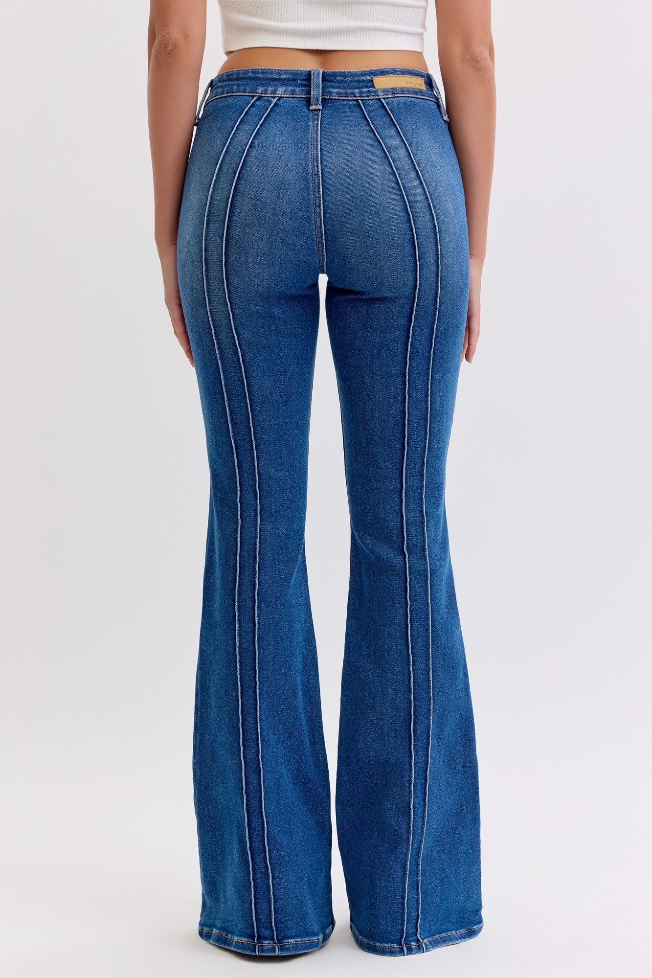 Cello Mid Rise Flare Pant With Pintuck Seam