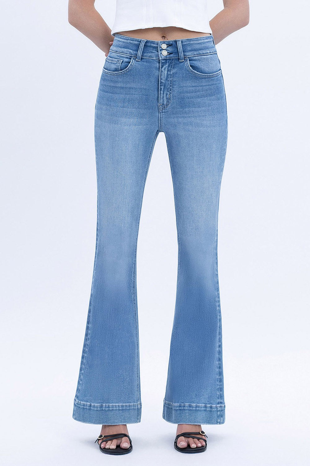 High Rise Full Length Flare Jeans