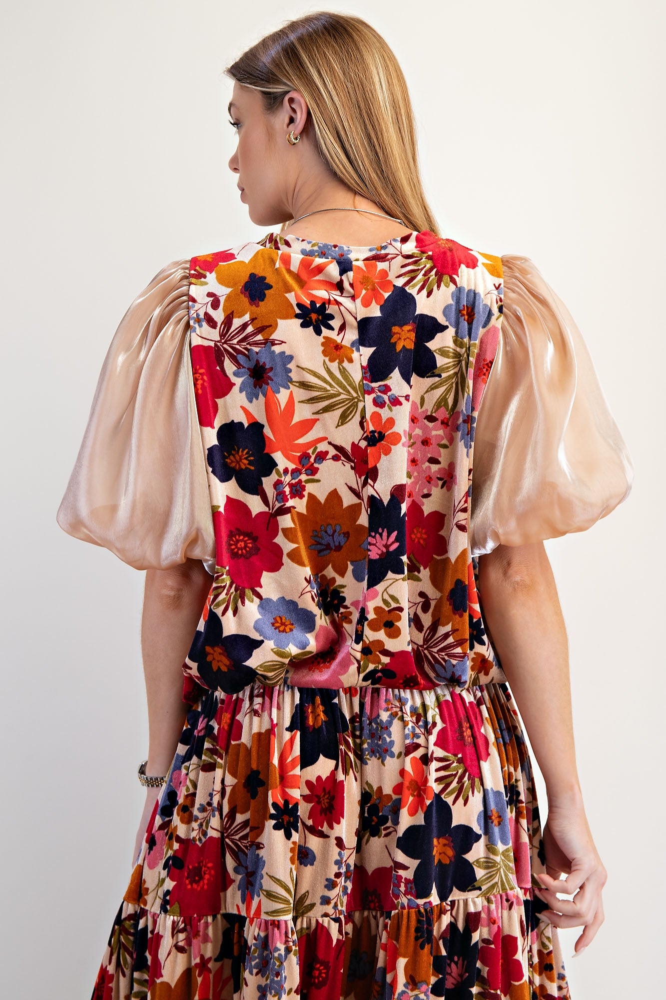 Bold Floral Printed Velvet Top