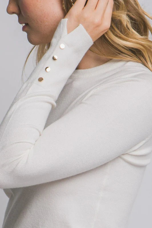 Fitted Button Sleeve Sweater