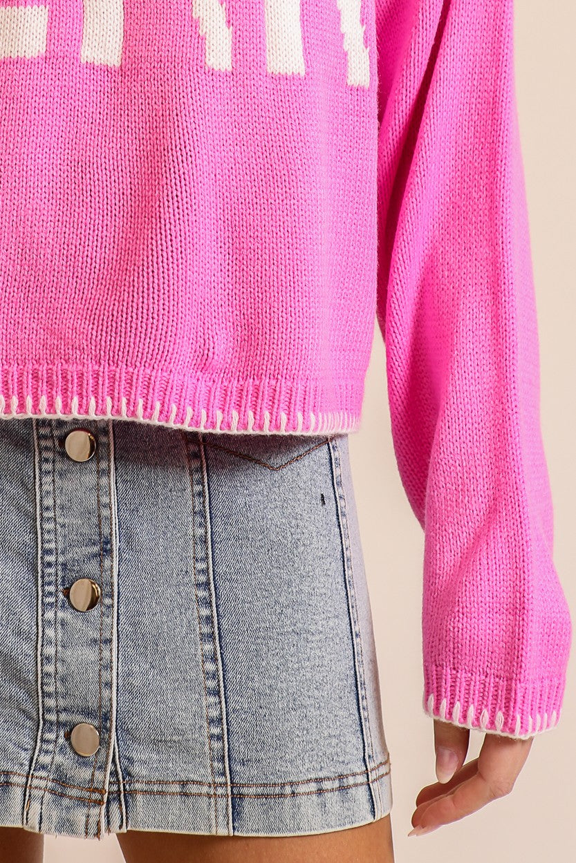 Pink Merry Festive And Chic Holiday Sweater
