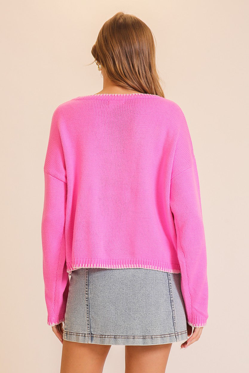 Pink Merry Festive And Chic Holiday Sweater