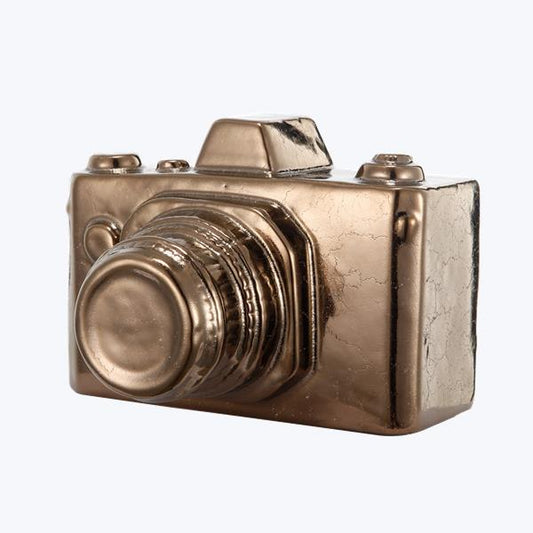 Ceramic Vintage Camera Antique Gold Finish Tabletop Decor