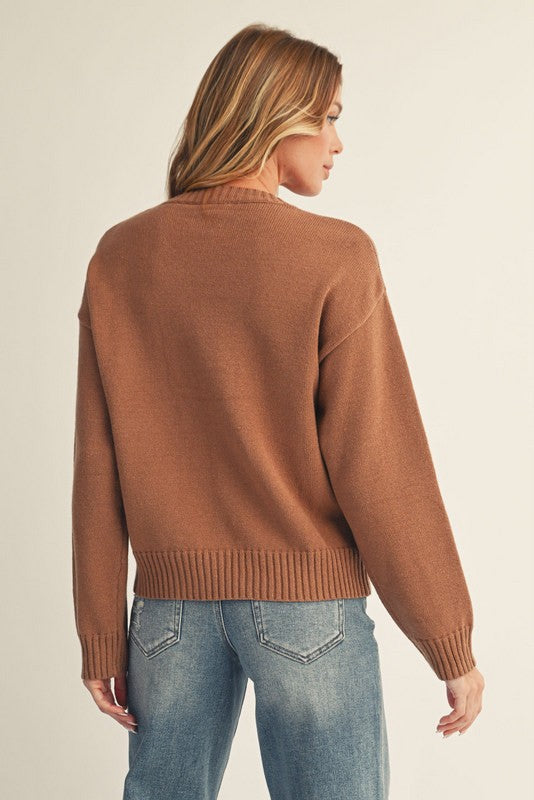 American Flag Sweater Top- Mocha Mousse