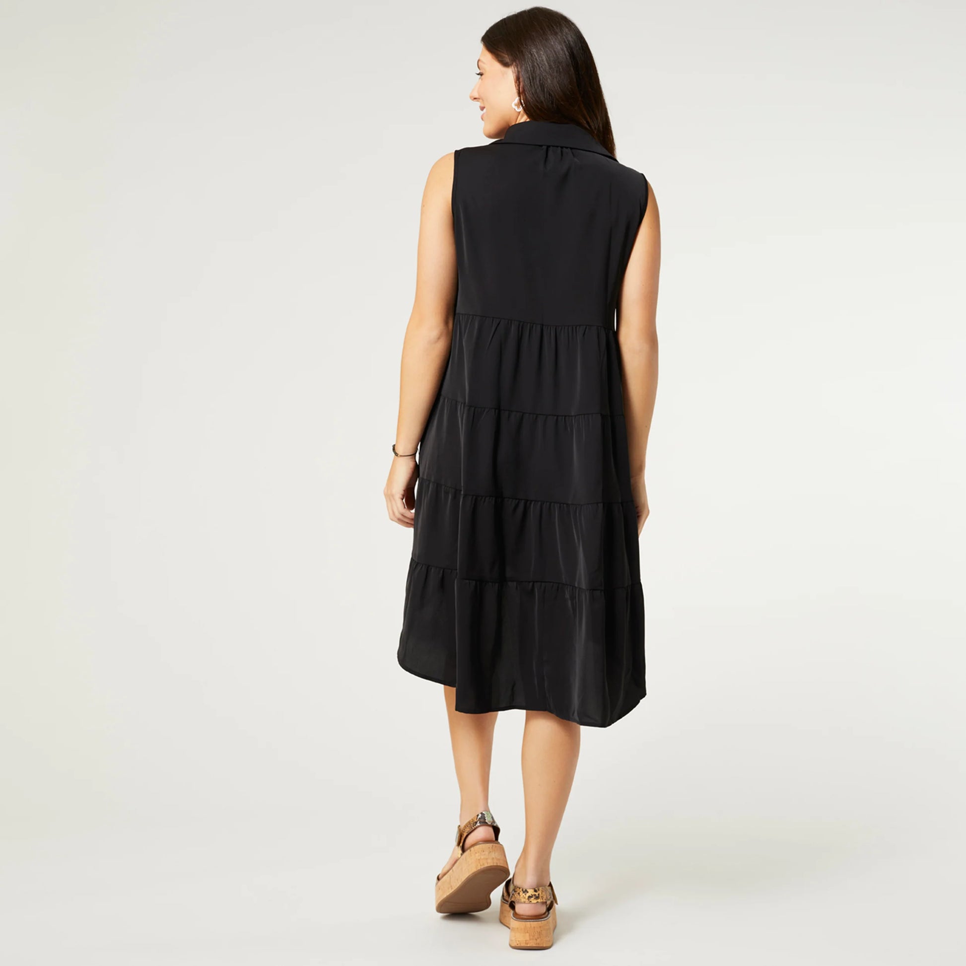 Black Georgina Sleeveless Dress with Collar