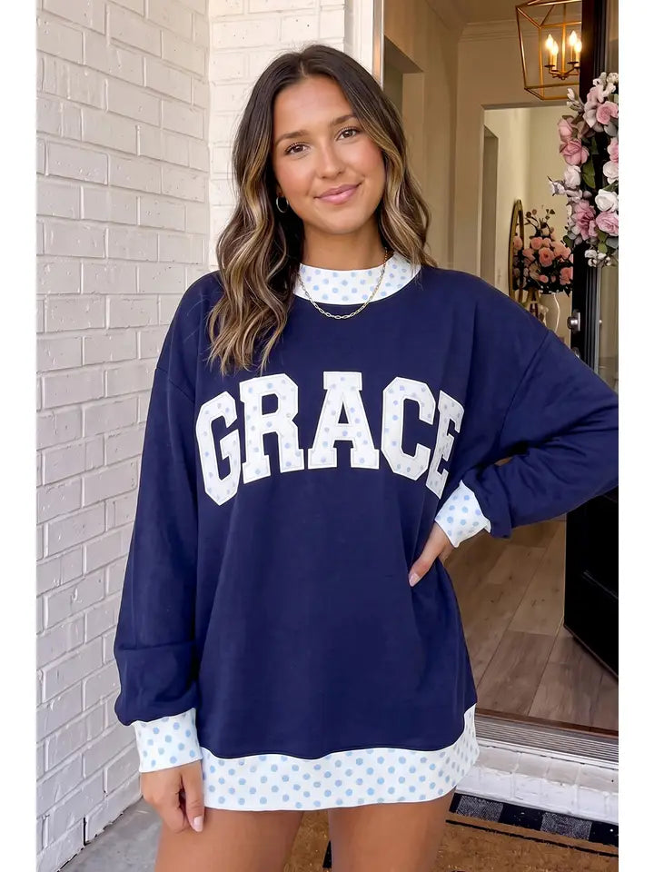 Grace Polka Dot Mock Neck Sweatshirt
