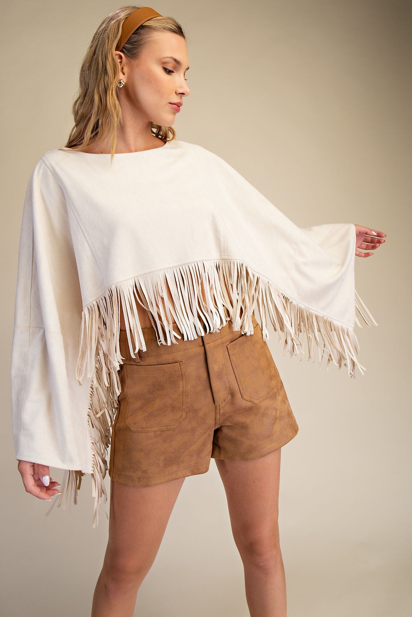 Suede Fringe Cape