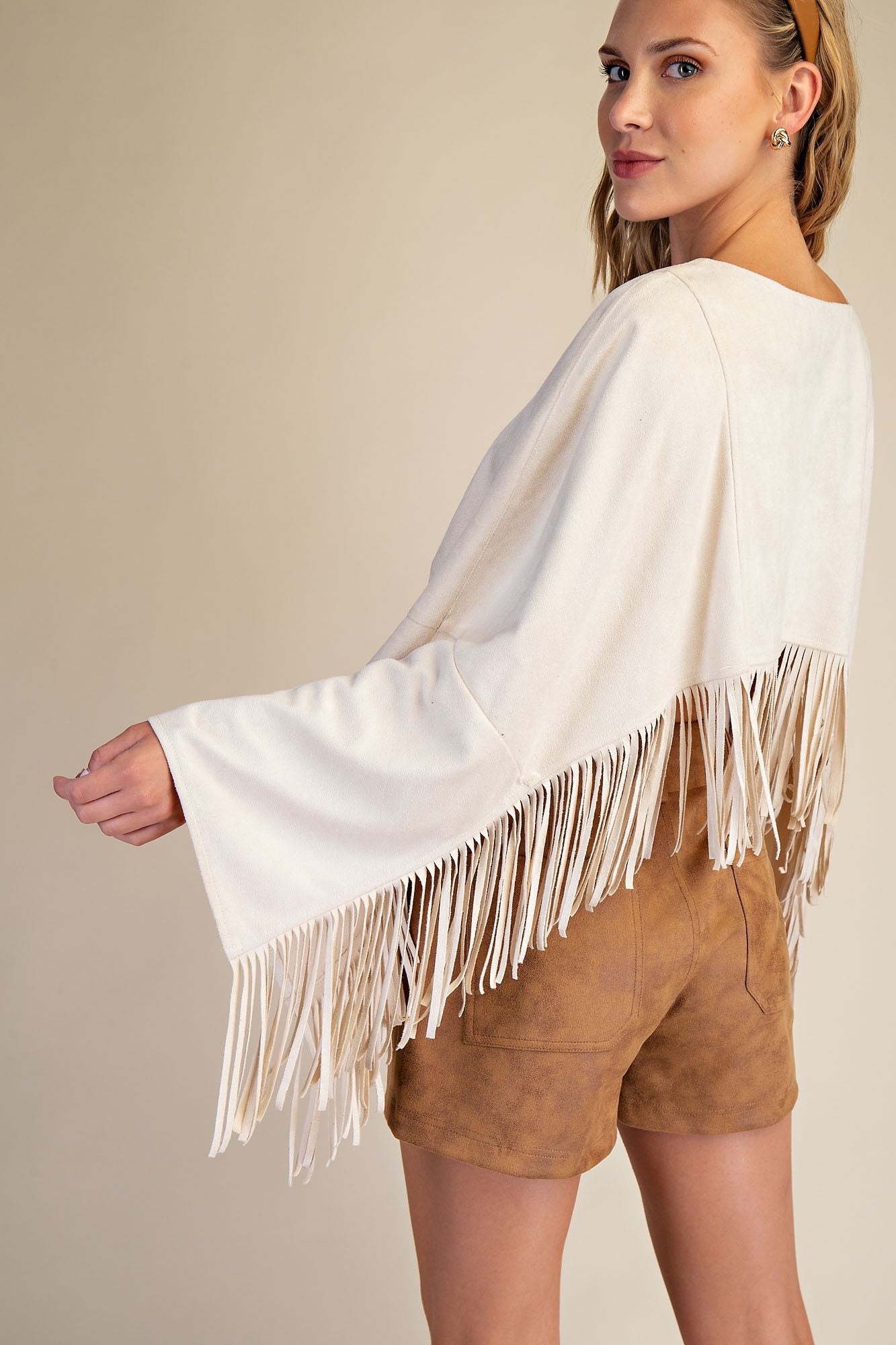 Suede Fringe Cape