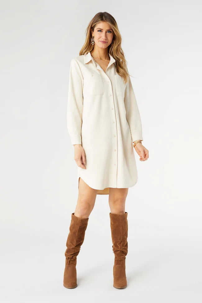 Coco + Carmen Charlie Cream Faux Suede Dress