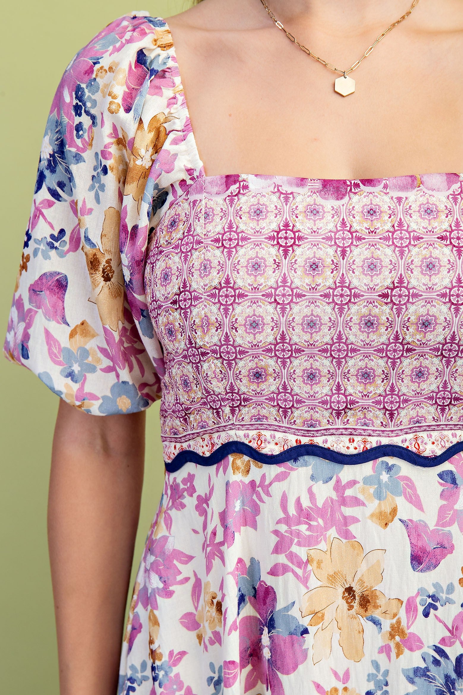 Mixed Print Maxi Dress