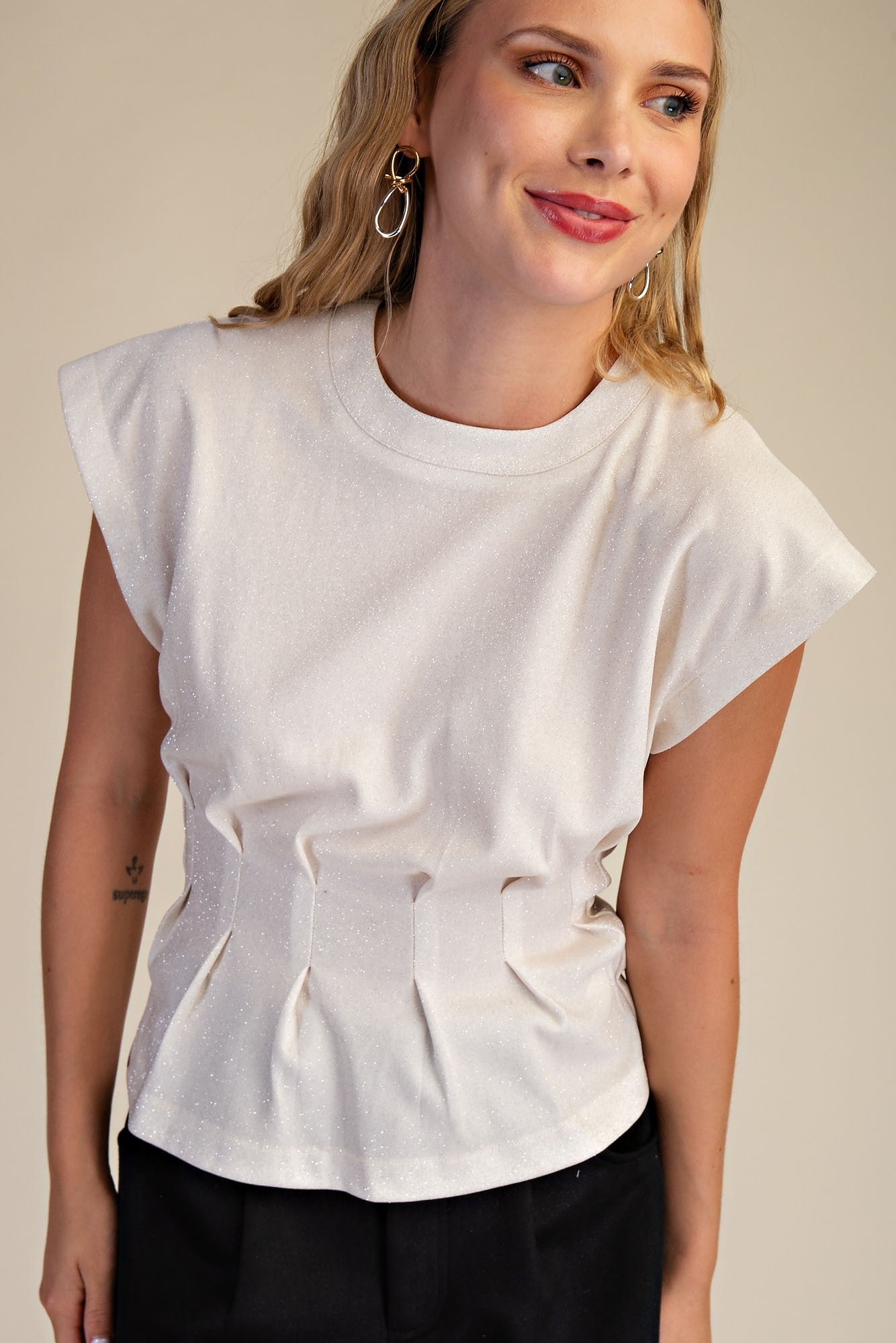 High Neck Sleeveless Sparkle Top