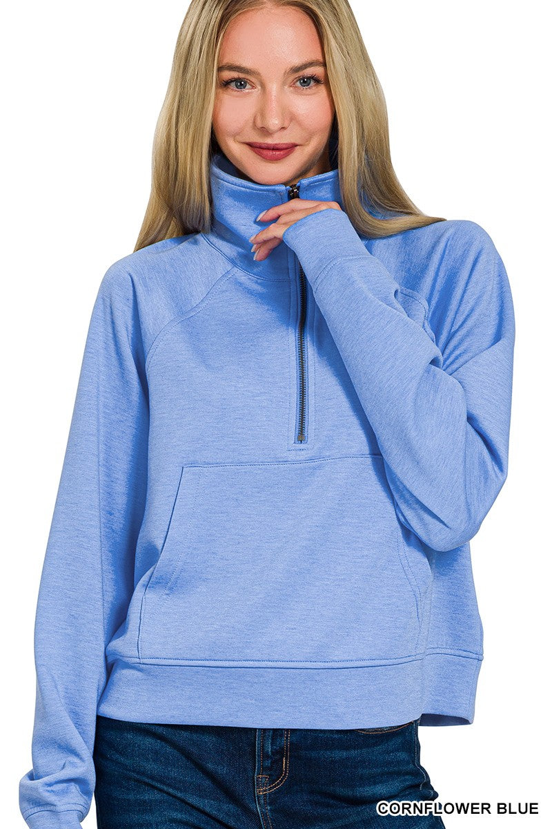 Scuba Half Zip Pullover With Kangaroo Pocket