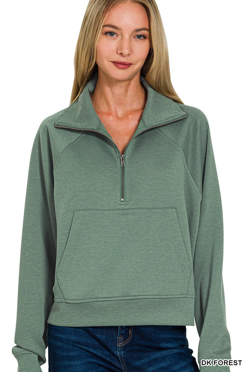 Scuba Half Zip Pullover With Kangaroo Pocket