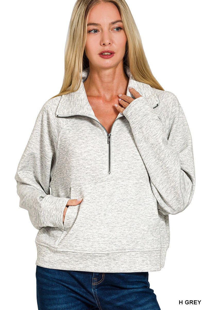 Scuba Half Zip Pullover With Kangaroo Pocket