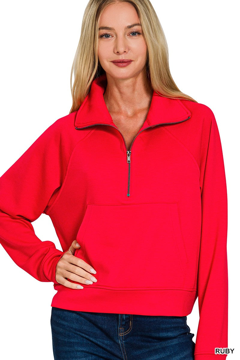 Scuba Half Zip Pullover With Kangaroo Pocket