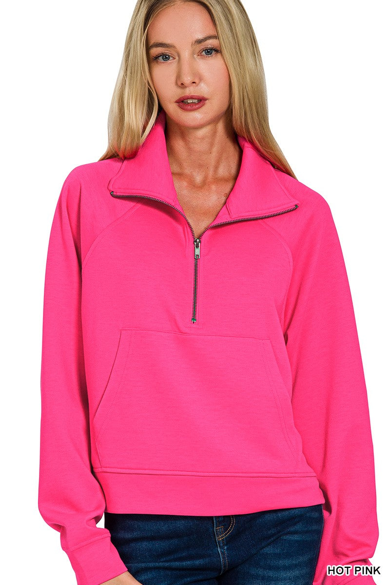 Scuba Half Zip Pullover With Kangaroo Pocket