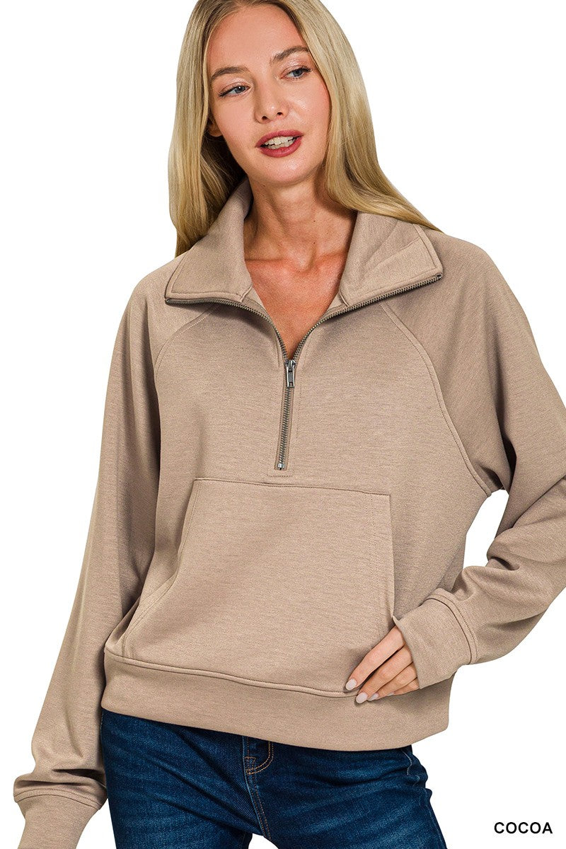 Scuba Half Zip Pullover With Kangaroo Pocket