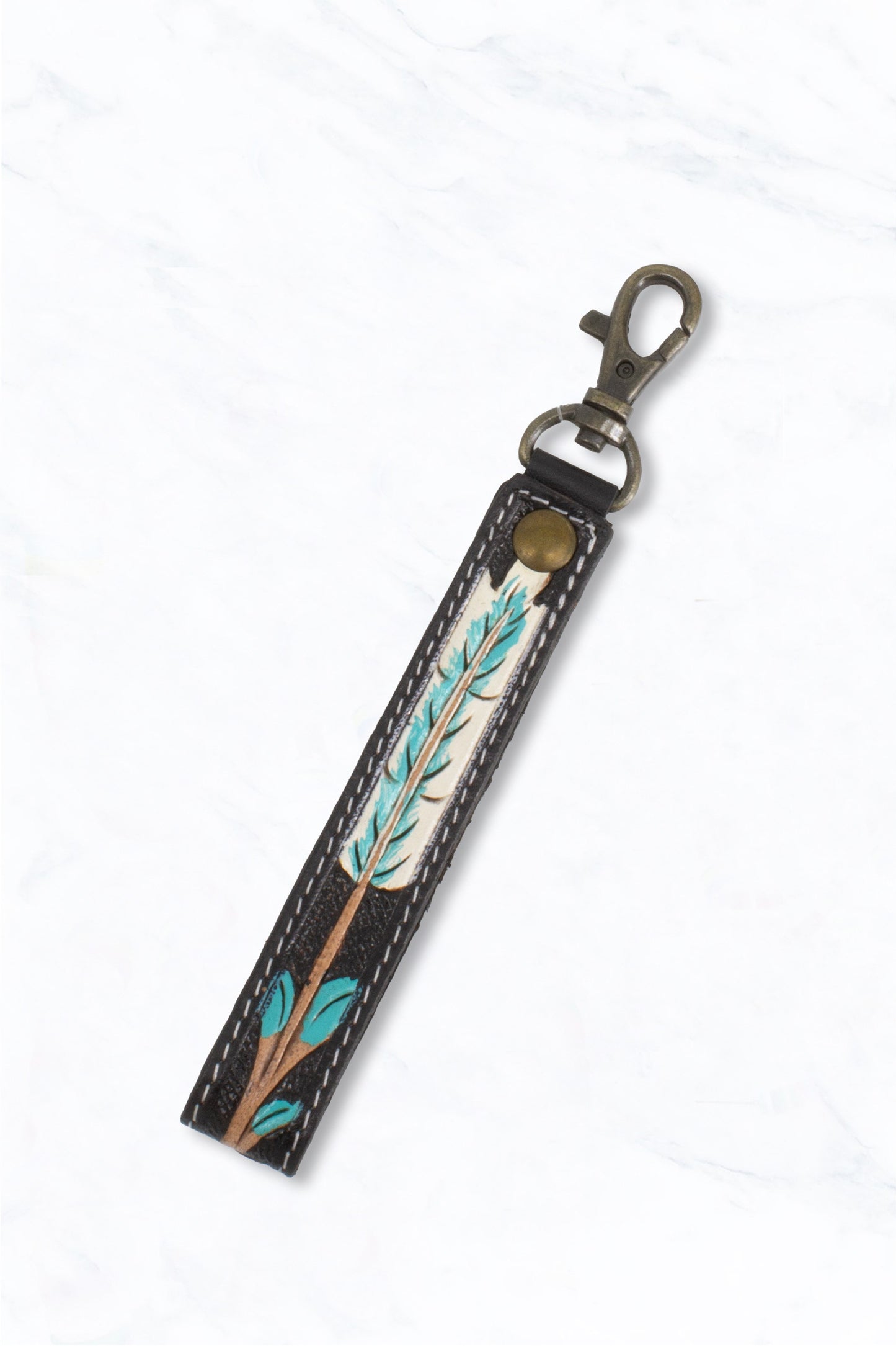 Western Genuine Leather Detail Keychain