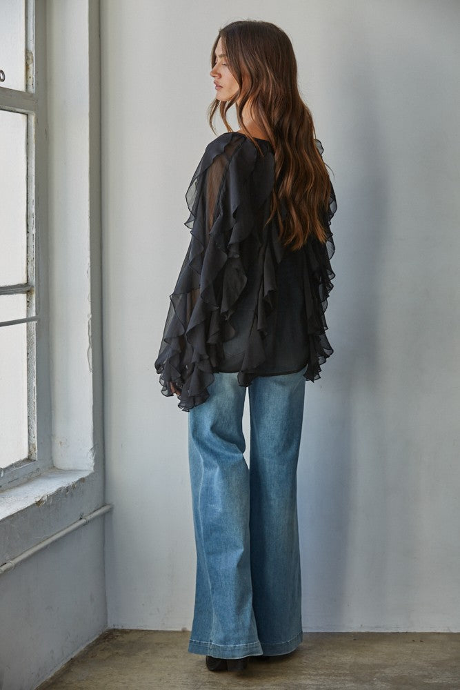 Maison Ruffle Flutter Top