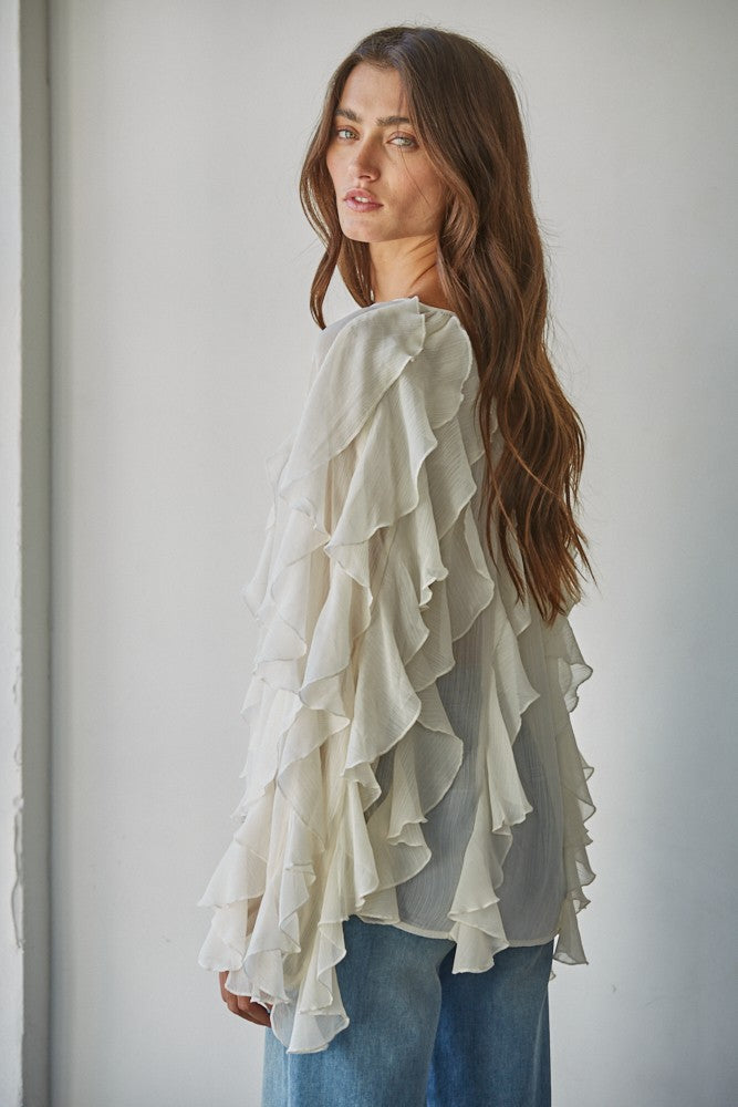Maison Ruffle Flutter Top