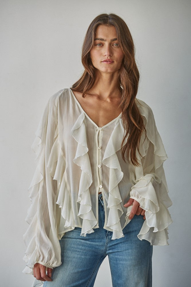 Maison Ruffle Flutter Top