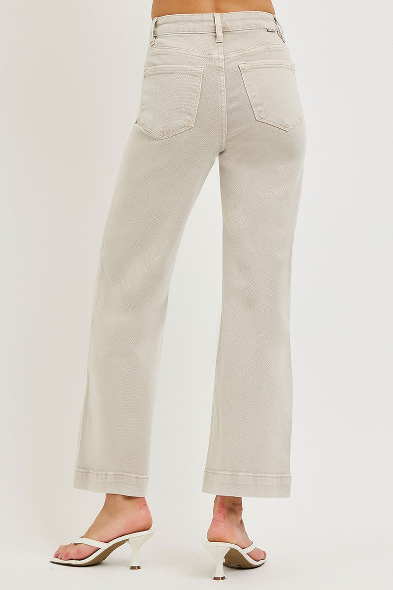 Almond Tummy Control High Rise Crop Wide Pants