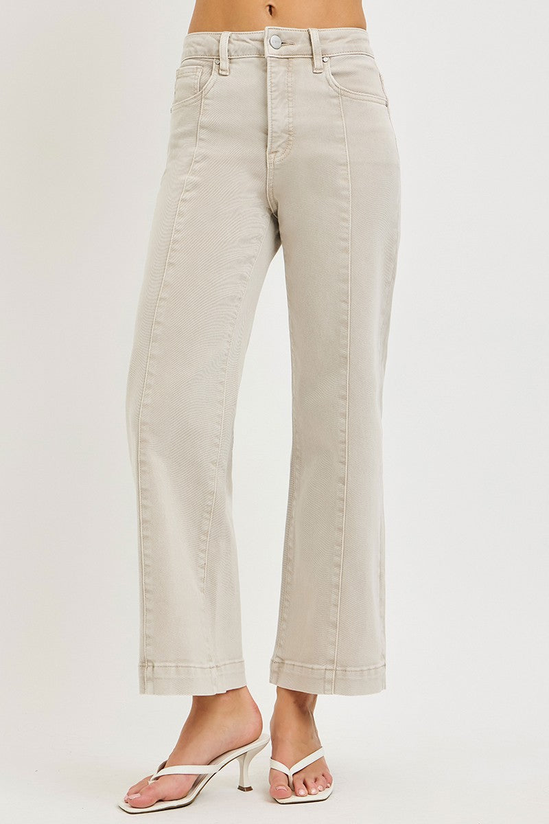 Almond Tummy Control High Rise Crop Wide Pants