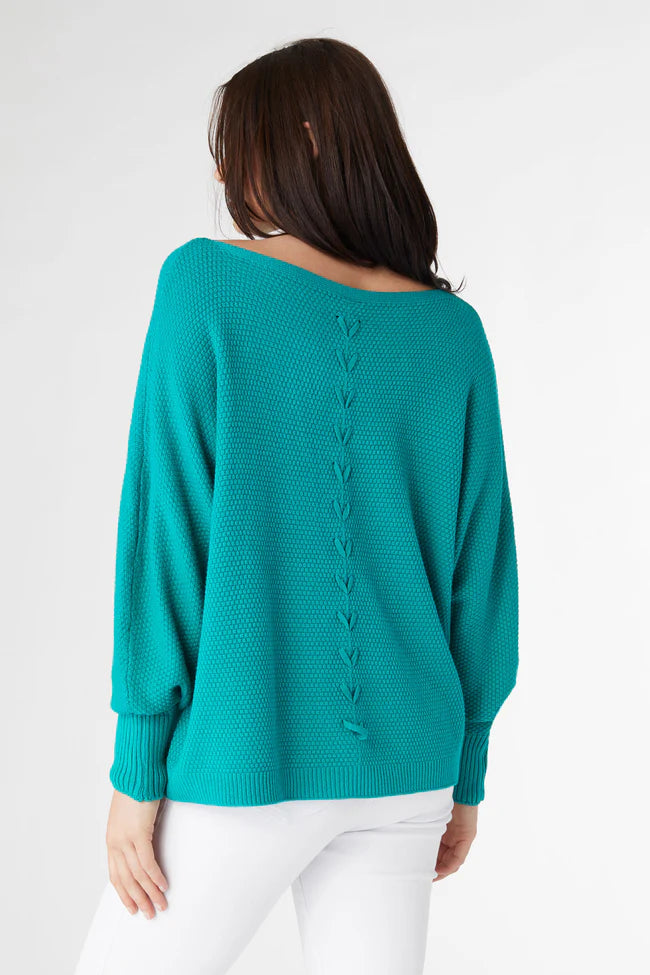 Relaxed Ciana Pullover Sweater with Lattice Back