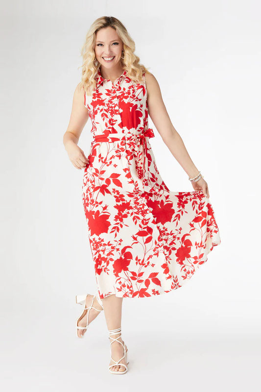 Francesca Red & Cream Floral Print Dress