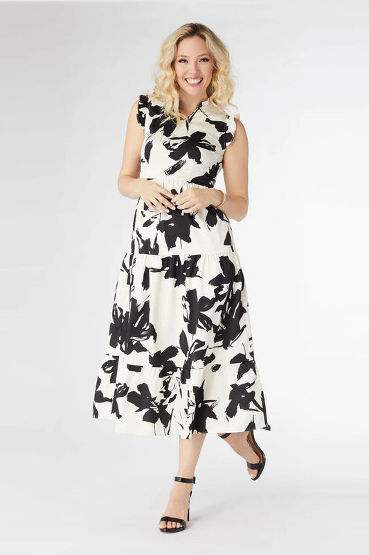 Leilani Black & Cream Floral Maxi Dress