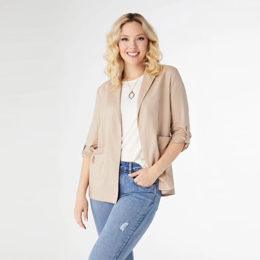Khaki Indra Lightweight Open Blazer