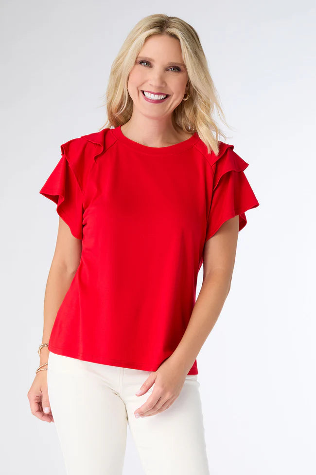 Mandy Ruffle Cap Sleeve Tee