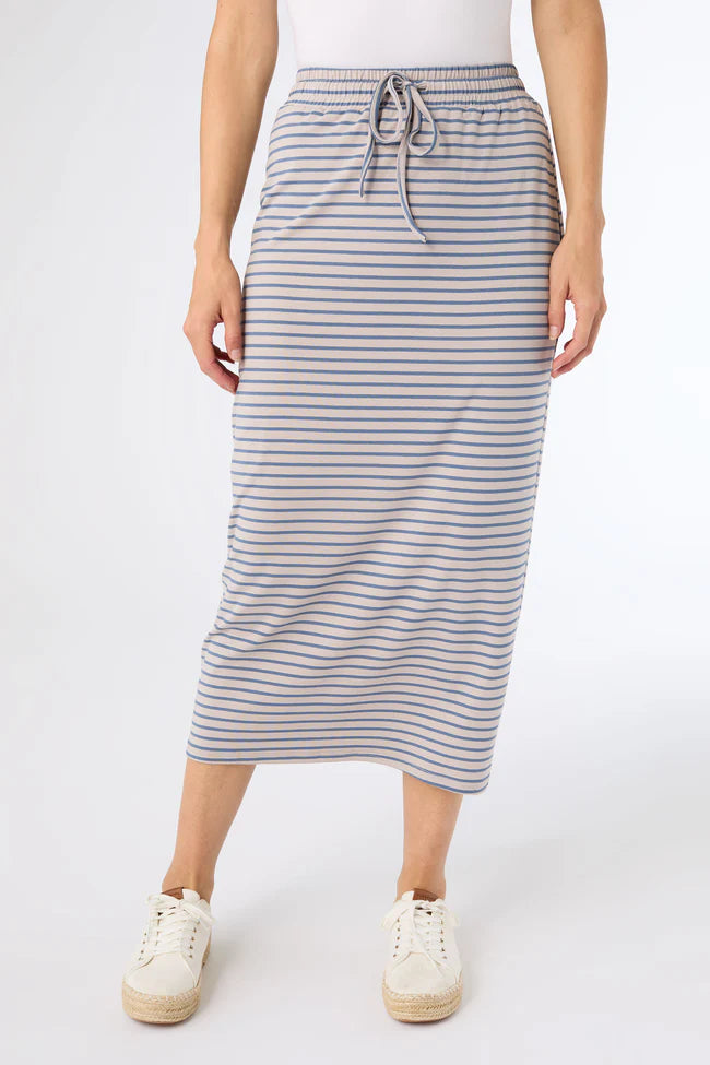 Amara Taupe and Cornflower Striped Skirt