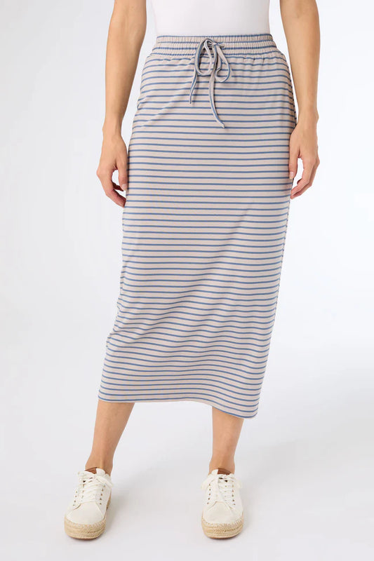 Amara Taupe and Cornflower Striped Skirt